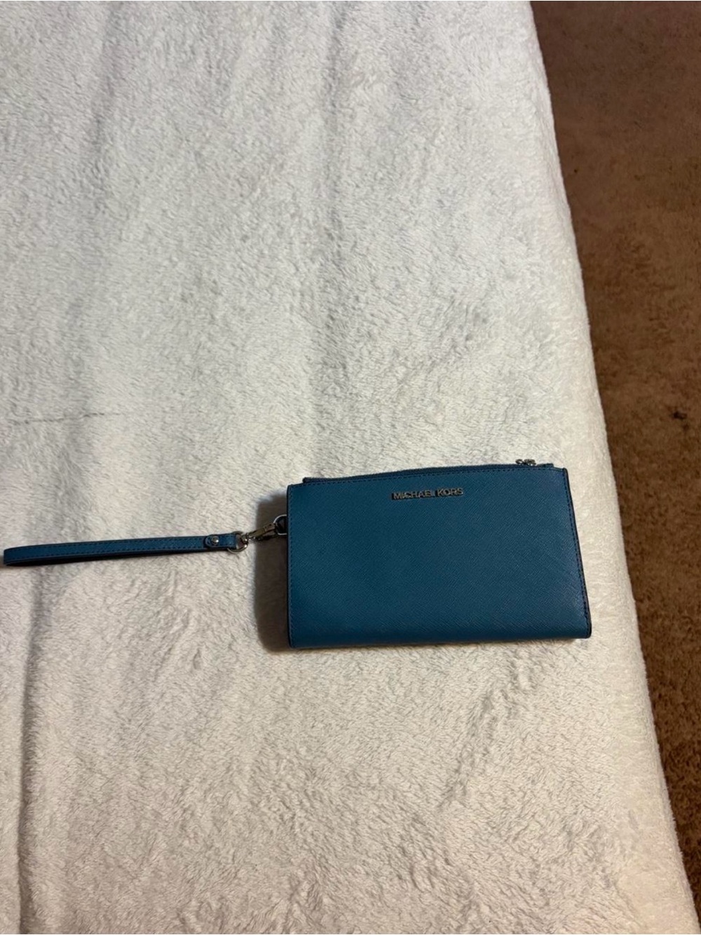 Michael Kors Blue Leather Wristlet Clutch